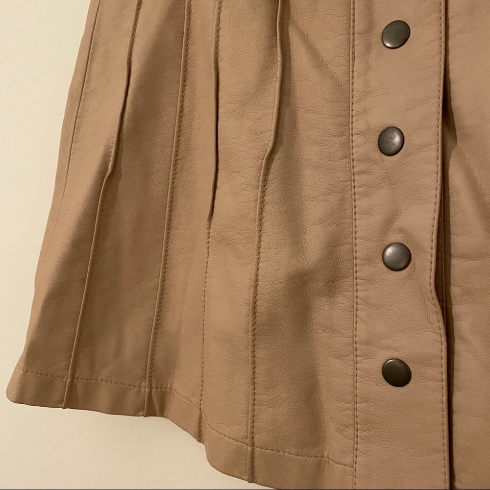 Free People Tan Leather Button-up Skirt - Picture 5 of 8